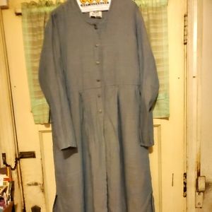 FLAX Linen Blue Corn Cut Up dress M